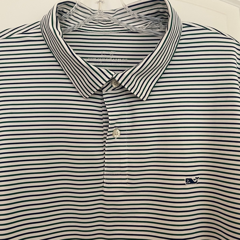 Vineyard Vines Men's Striped Polo Shirt - Navy, Green,and White